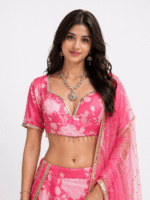 Blush Couture Floral Lehenga Ensemble - Image 3