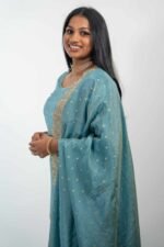Light Blue Tissue Silk Sharara Suit - Image 3