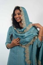 Light Blue Tissue Silk Sharara Suit - Image 2