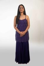 Purple Hand-beaded Sharara suit - Image 3