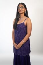 Purple Hand-beaded Sharara suit - Image 2