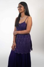 Purple Hand-beaded Sharara suit - Image 4