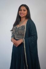 Teal Designer Anarkali Suit - Image 2
