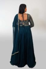 Teal Designer Anarkali Suit - Image 4