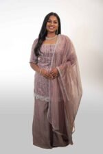 Lavender Tissue Silk Sharara Suit - Image 3