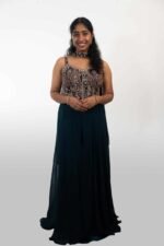 Dark Blue Embroidered Corset Co-ord set - Image 3