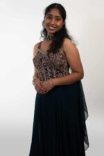 Dark Blue Embroidered Corset Co-ord set - Image 2