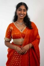 Orange Banarasi Silk Lehenga