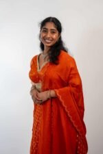 Orange Banarasi Silk Lehenga - Image 2