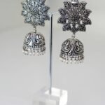 Lotus Bloom Oxidised Jhumka