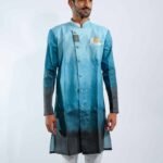 Regal Sea Blue Gradient Sherwani Set