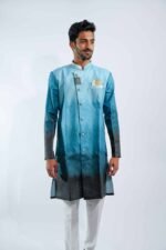 Regal Sea Blue Gradient Sherwani Set