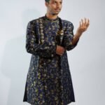 Luxurious Dark Blue Sherwani Set