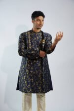 Luxurious Dark Blue Sherwani Set