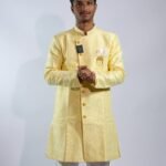 Chic Pastel Yellow Sherwani Set