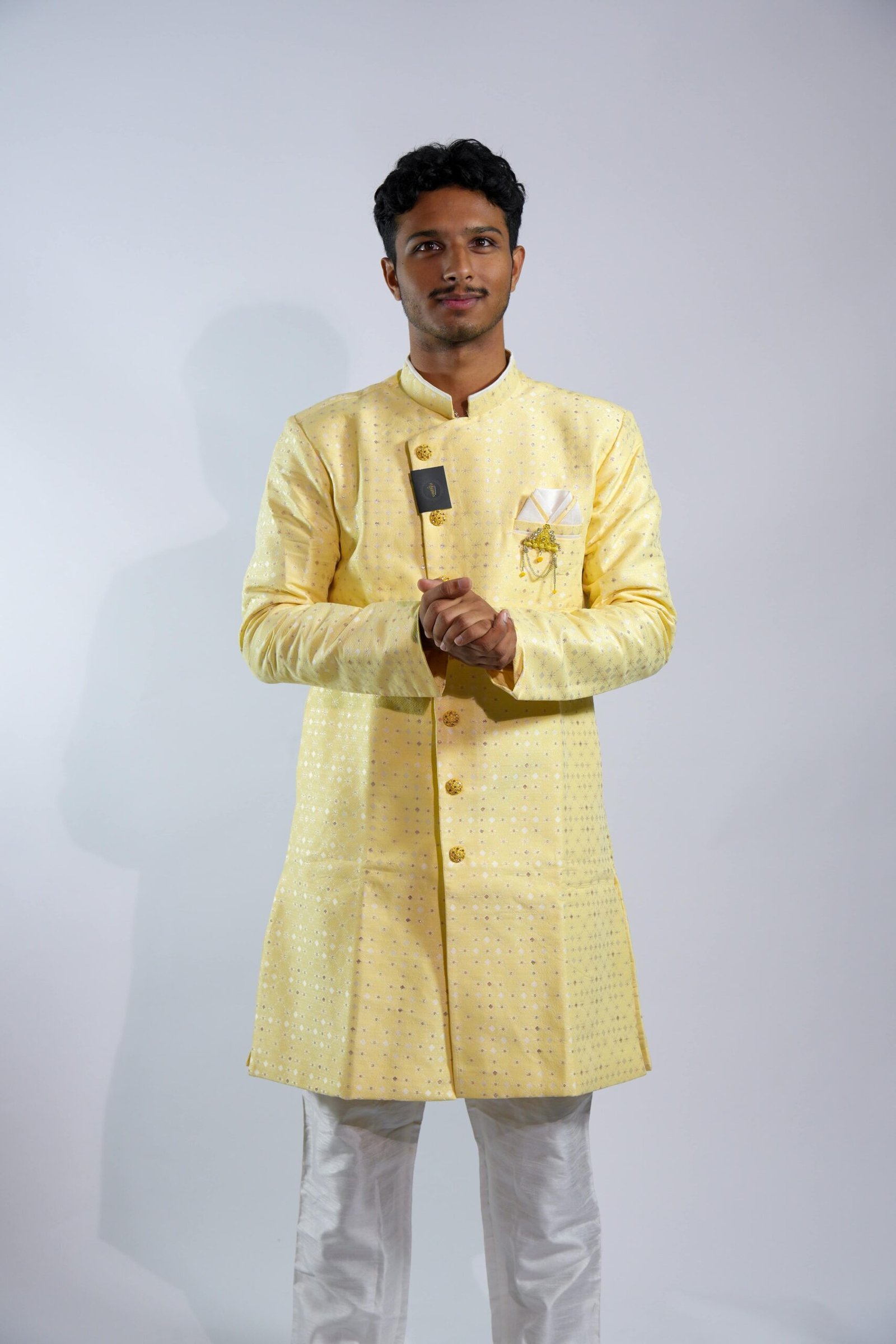 File-26.jpg Chic Pastel Yellow Sherwani Set - Image 1