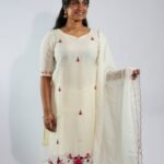 Handwork Warm White Salwar Suit