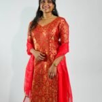 Brocade Red Banarasi Salwar Suit