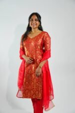 Brocade Red Banarasi Salwar Suit