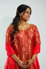 Brocade Red Banarasi Salwar Suit - Image 2