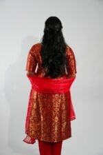 Brocade Red Banarasi Salwar Suit - Image 4