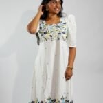 Embroidered Flora White Kurti
