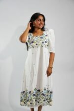 Embroidered Flora White Kurti